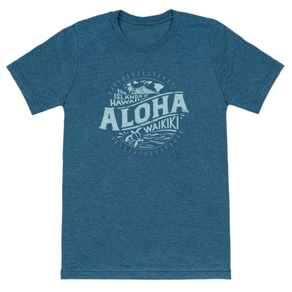 NWT Teal Aloha Waikiki Distressed Graphic Tee | Medium